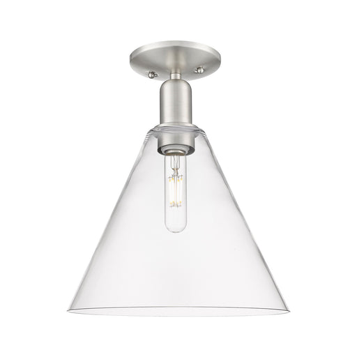 Innovations Berkshire Glass 12in 1-Light Semi-Flush Mount | Industrial Brushed Satin Nickel Steel and Clear Glass | Entryway & | Model 716-1C-SN-GBC-122