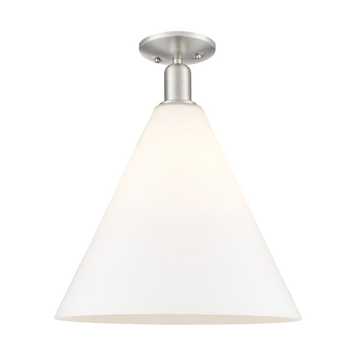 Innovations Berkshire Glass 16in 1-Light Semi-Flush Mount | Industrial Brushed Satin Nickel and Matte White Glass | Entryway & | Model 716-1C-SN-GBC-161