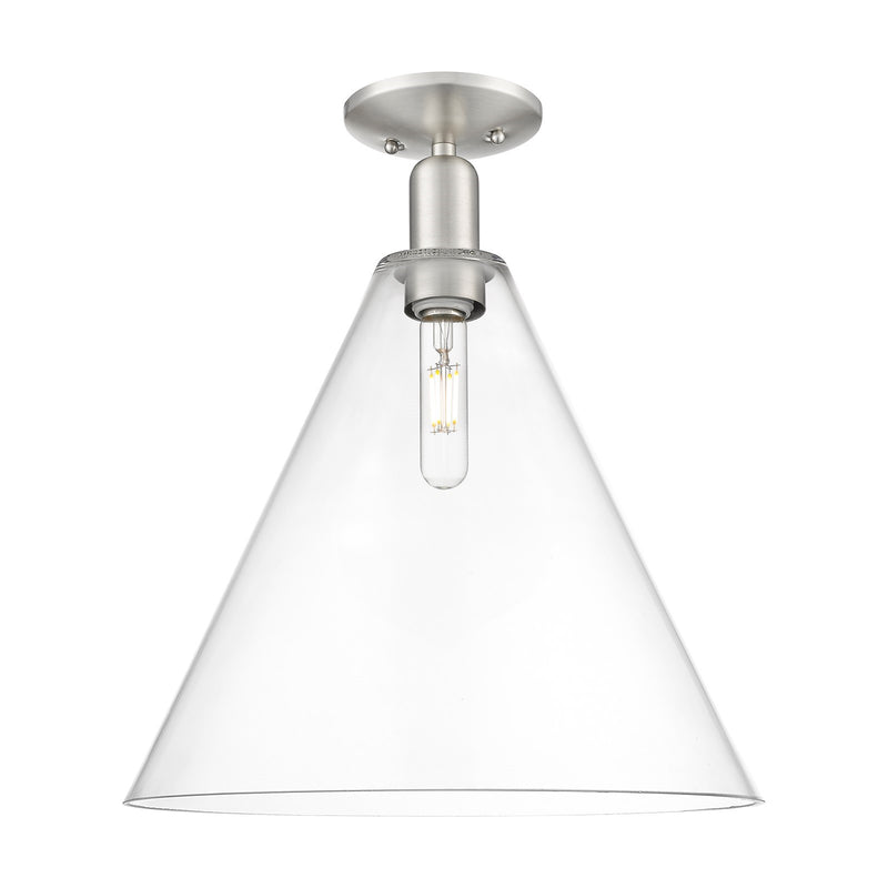 Innovations Berkshire Glass 16in 1-Light Semi-Flush Mount | Industrial Brushed Satin Nickel Steel and Clear Glass | Entryway & | Model 716-1C-SN-GBC-162