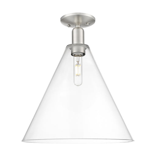 Innovations Berkshire Glass 16in 1-Light Semi-Flush Mount | Industrial Brushed Satin Nickel Steel and Clear Glass | Entryway & | Model 716-1C-SN-GBC-162