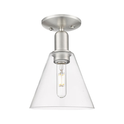 Innovations Berkshire Glass 8in 1-Light Semi-Flush Mount | Industrial Brushed Satin Nickel Steel and Clear Glass | Entryway & | Model 716-1C-SN-GBC-82