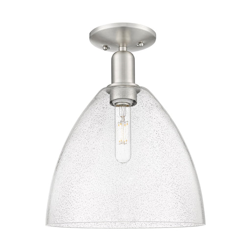 Innovations Bristol 12in 1-Light Semi-Flush Mount | Industrial Brushed Satin Nickel and Seedy Glass | Entryway & Hallway | 12 x | Model 716-1C-SN-GBD-124