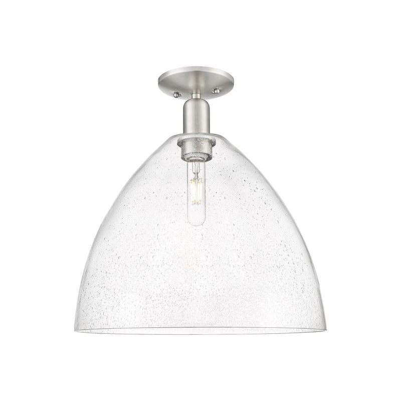Innovations Bristol 16in 1-Light Semi-Flush Mount | Industrial Brushed Satin Nickel Steel and Seedy Glass | Entryway & Hallway | Model 716-1C-SN-GBD-164