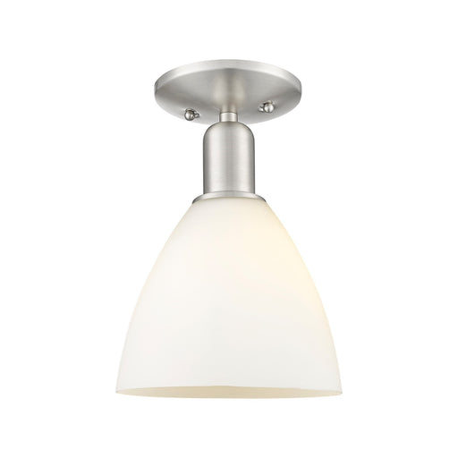 Innovations Bristol 7.5in 1-Light Semi-Flush Mount | Industrial Brushed Satin Nickel and Matte White Glass | Hallway & Entryway | Model 716-1C-SN-GBD-751