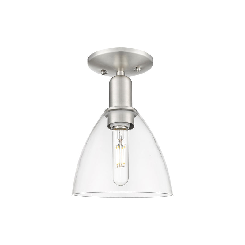 Innovations Bristol 8in 1-Light Semi-Flush Mount | Industrial Brushed Satin Nickel and Clear Glass | Entryway & Hallway | 7.5 x | Model 716-1C-SN-GBD-752