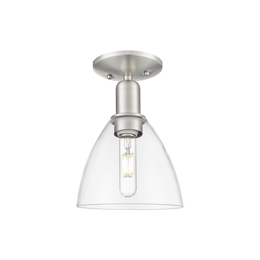 Innovations Bristol 8in 1-Light Semi-Flush Mount | Industrial Brushed Satin Nickel and Clear Glass | Entryway & Hallway | 7.5 x | Model 716-1C-SN-GBD-752