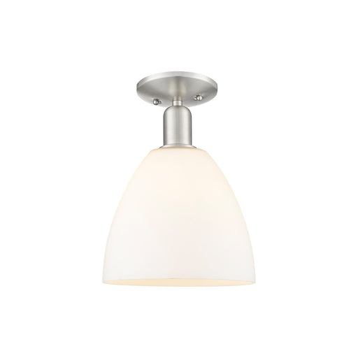 Innovations Bristol 9in 1-Light Semi-Flush Mount | Industrial Brushed Satin Nickel and Matte White Glass | Kitchen & Hallway | 9 | Model 716-1C-SN-GBD-91