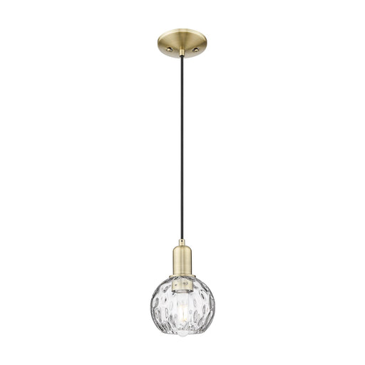Innovations Athens Water Glass 6in 1-Light Mini Pendant | Industrial Antique Brass Steel and Clear Water Glass | Kitchen Island | Model 716-1P-AB-G1215-6
