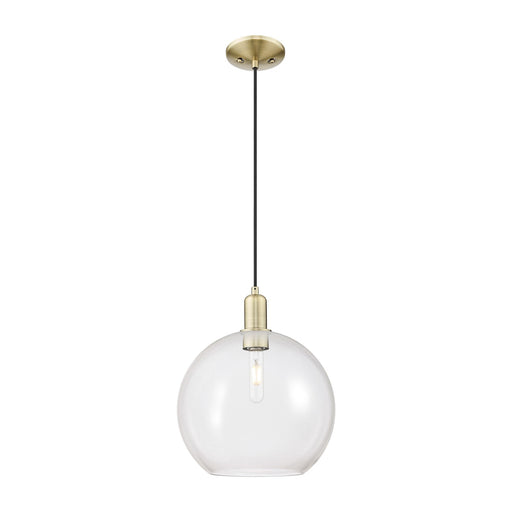 Innovations Athens 12in 1-Light Mini Pendant | Industrial Antique Brass Steel and Clear Glass | Kitchen Island & Dining Room | Model 716-1P-AB-G122-12