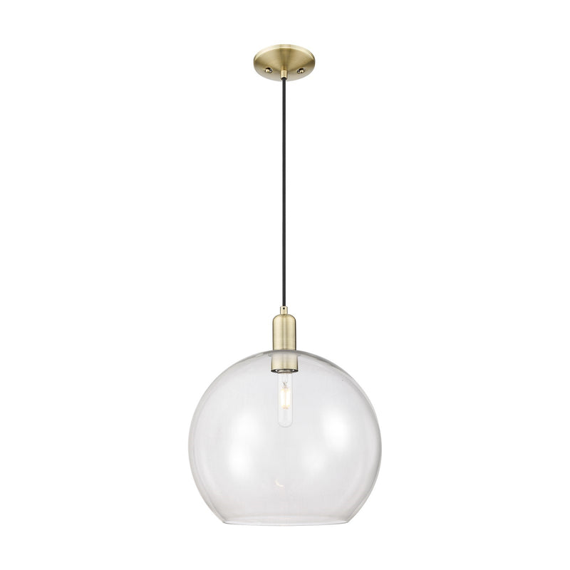 Innovations Athens 14in 1-Light Mini Pendant | Industrial Antique Brass Steel and Clear Glass | Kitchen Island & Dining Room | Model 716-1P-AB-G122-14