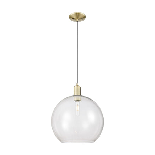 Innovations Athens 14in 1-Light Mini Pendant | Industrial Antique Brass Steel and Clear Glass | Kitchen Island & Dining Room | Model 716-1P-AB-G122-14