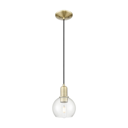 Innovations Athens 6in 1-Light Mini Pendant | Industrial Antique Brass and Clear Glass | Kitchen Island & Dining Room | 5.88 x | Model 716-1P-AB-G122-6