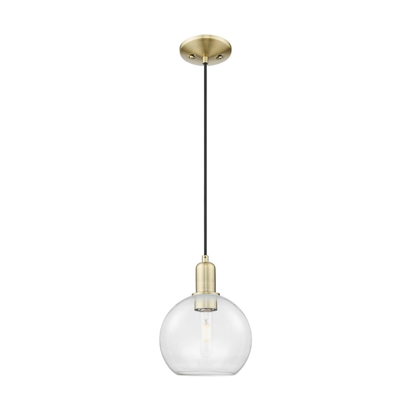 Innovations Athens 8in 1-Light Mini Pendant | Industrial Antique Brass and Clear Glass | Kitchen Island & Dining Room | 8 x 8 x | Model 716-1P-AB-G122-8