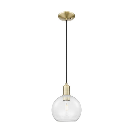 Innovations Athens 8in 1-Light Mini Pendant | Industrial Antique Brass and Clear Glass | Kitchen Island & Dining Room | 8 x 8 x | Model 716-1P-AB-G122-8