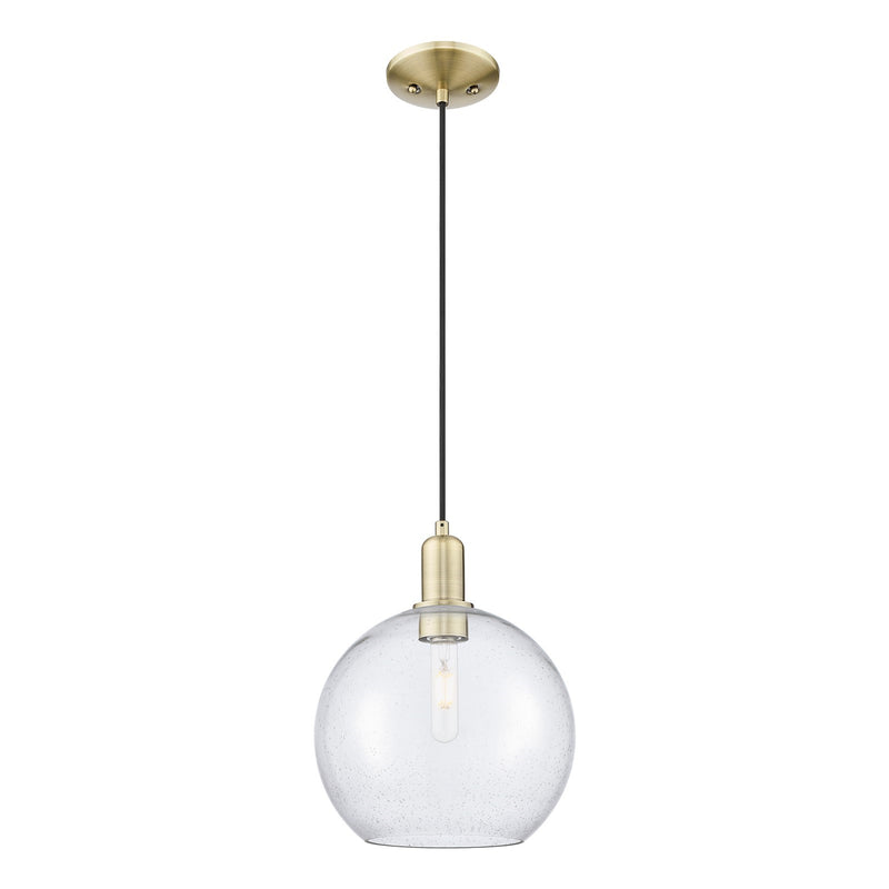 Innovations Athens 10in 1-Light Mini Pendant | Industrial Antique Brass Steel and Seedy Glass | Kitchen Island & Dining Room | Model 716-1P-AB-G124-10