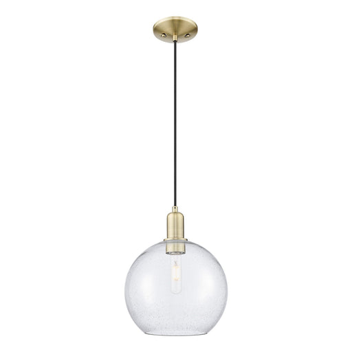 Innovations Athens 10in 1-Light Mini Pendant | Industrial Antique Brass Steel and Seedy Glass | Kitchen Island & Dining Room | Model 716-1P-AB-G124-10