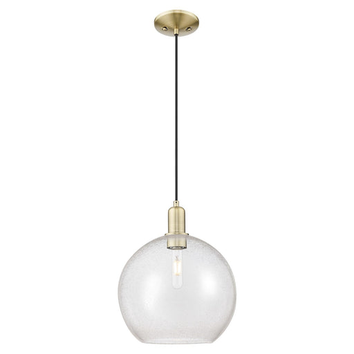 Innovations Athens 12in 1-Light Mini Pendant | Industrial Antique Brass Steel and Seedy Glass | Kitchen Island & Dining Room | Model 716-1P-AB-G124-12