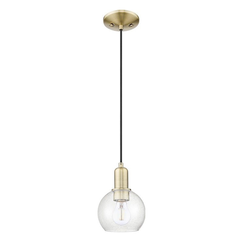 Innovations Athens 6in 1-Light Mini Pendant | Industrial Antique Brass and Seedy Glass | Kitchen Island & Dining Room | 5.88 x | Model 716-1P-AB-G124-6