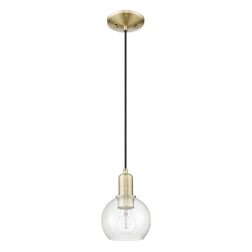 Innovations Athens 6in 1-Light Mini Pendant | Industrial Antique Brass and Seedy Glass | Kitchen Island & Dining Room | 5.88 x | Model 716-1P-AB-G124-6