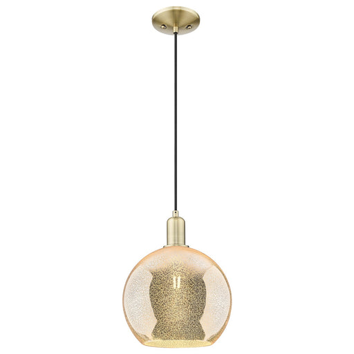 Innovations Athens 10in 1-Light Mini Pendant | Industrial Antique Brass Steel and Mercury Glass | Kitchen Island & Dining Room | Model 716-1P-AB-G128-10