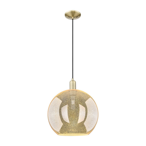 Innovations Athens 12in 1-Light Mini Pendant | Industrial Antique Brass Steel and Mercury Glass | Kitchen Island & Dining Room | Model 716-1P-AB-G128-12
