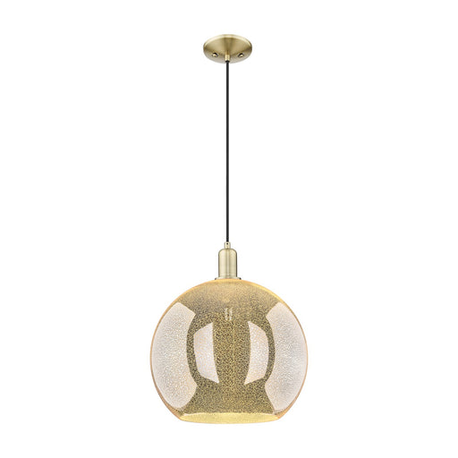 Innovations Athens 14in 1-Light Mini Pendant | Industrial Antique Brass Steel and Mercury Glass | Kitchen Island & Dining Room | Model 716-1P-AB-G128-14