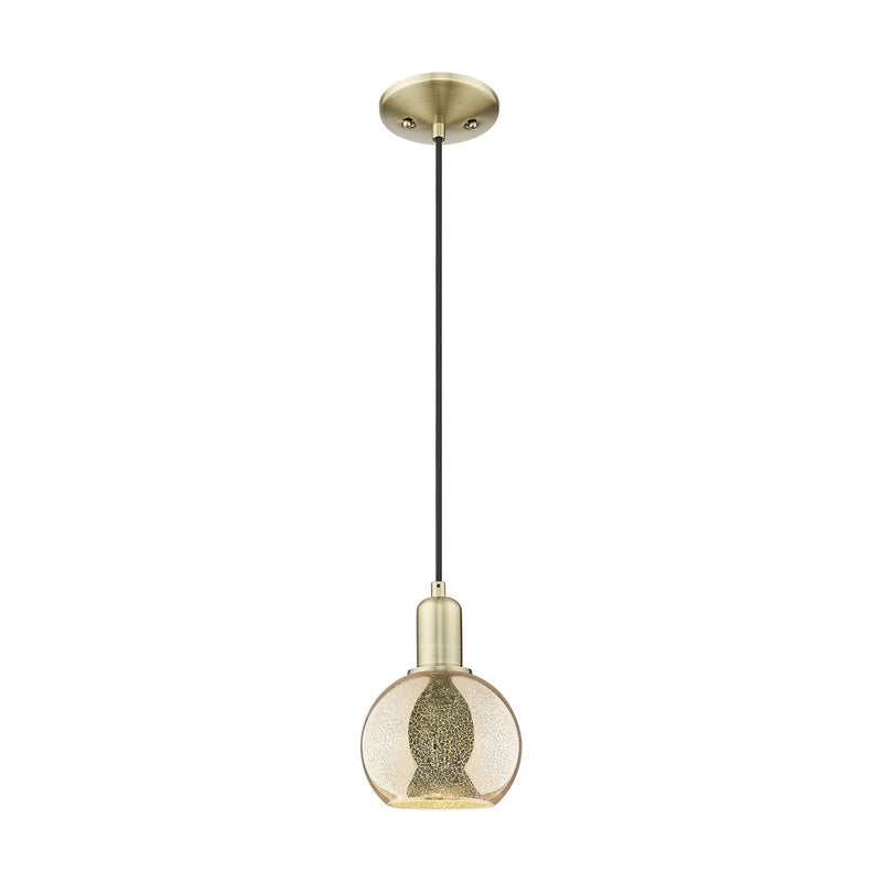 Innovations Athens 6in 1-Light Mini Pendant | Industrial Antique Brass and Mercury Glass | Kitchen Island | 5.88 x 5.88 x 8.7 in | Model 716-1P-AB-G128-6