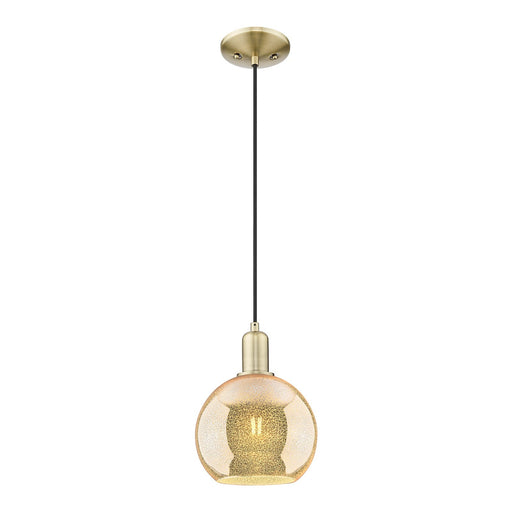 Innovations Athens 8in 1-Light Mini Pendant | Industrial Antique Brass and Mercury Glass | Kitchen Island & Dining Room | 8 x 8 x | Model 716-1P-AB-G128-8