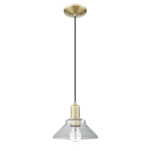 Innovations Orwell 8in 1-Light Mini Pendant | Industrial Antique Brass Steel and Clear Glass | Kitchen Island & Dining Room | 8.38 | Model 716-1P-AB-G132