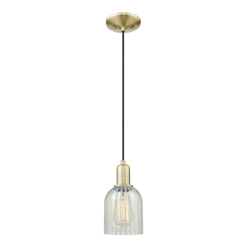 Innovations Caledonia 5in 1-Light Mini Pendant | Industrial Antique Brass Steel and Mouchette Glass | Kitchen Island & Dining Room | Model 716-1P-AB-G2511