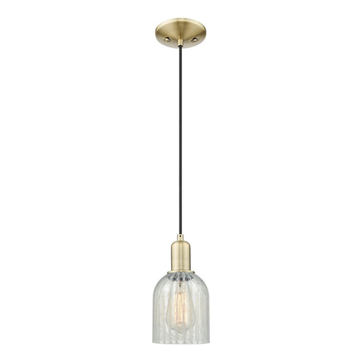 Innovations Caledonia 5in 1-Light Mini Pendant | Industrial Antique Brass Steel and Mouchette Glass | Kitchen Island & Dining Room | Model 716-1P-AB-G2511
