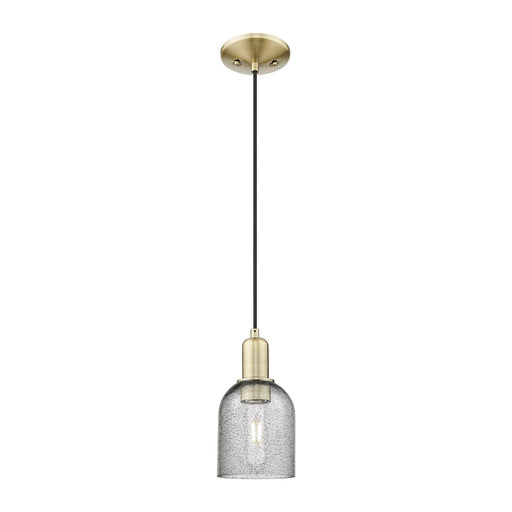 Innovations Caledonia 5in 1-Light Mini Pendant | Industrial Antique Brass and Charcoal Glass | Kitchen Island & Dining Room | 5 x 5 | Model 716-1P-AB-G257