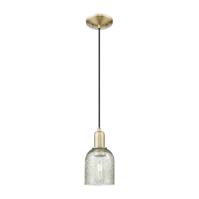 Innovations Caledonia 5in 1-Light Mini Pendant | Industrial Antique Brass and Mica Glass | Kitchen Island & Dining Room | 5 x 5 x | Model 716-1P-AB-G259