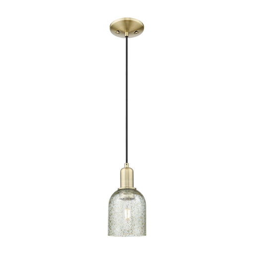 Innovations Caledonia 5in 1-Light Mini Pendant | Industrial Antique Brass and Mica Glass | Kitchen Island & Dining Room | 5 x 5 x | Model 716-1P-AB-G259