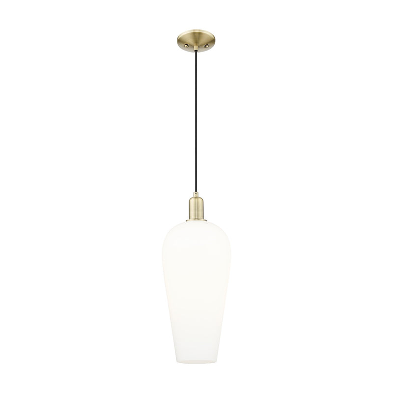 Innovations Chelsea 8in 1-Light Mini Pendant | Industrial Antique Brass and White Glass | Kitchen Island & Dining Room | 8 x 8 | Model 716-1P-AB-G456-8WH