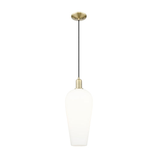 Innovations Chelsea 8in 1-Light Mini Pendant | Industrial Antique Brass and White Glass | Kitchen Island & Dining Room | 8 x 8 | Model 716-1P-AB-G456-8WH