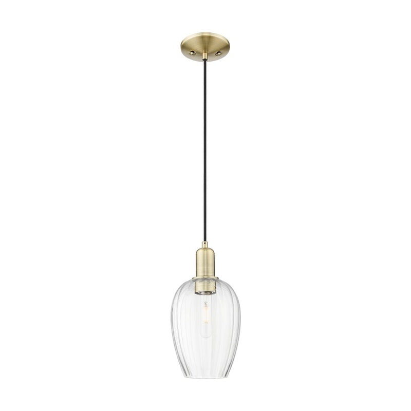 Innovations Preston 1Lt 6" Flute Cord Mini Pendant, AB/CL - 716-1P-AB-G457-6CL