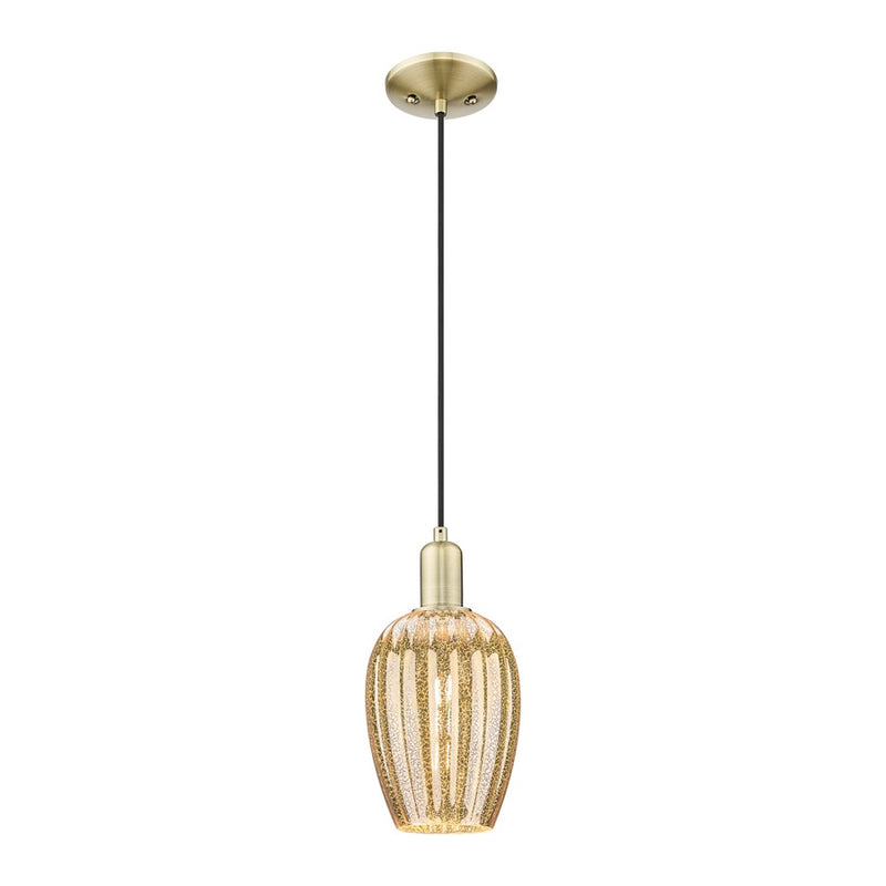 Innovations Preston 1Lt 6" Flute Cord Mini Pendant, AB/MC - 716-1P-AB-G457-6ME