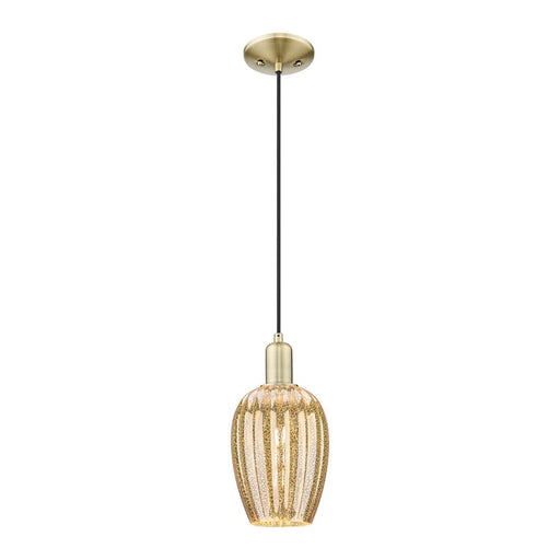 Innovations Preston 1Lt 6" Flute Cord Mini Pendant, AB/MC - 716-1P-AB-G457-6ME