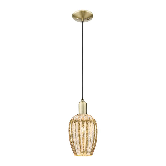 Innovations Preston 1Lt 6" Flute Cord Mini Pendant, AB/MC - 716-1P-AB-G457-6ME