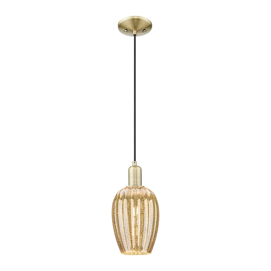 Innovations Preston 1Lt 6" Flute Cord Mini Pendant, AB/MC - 716-1P-AB-G457-6ME