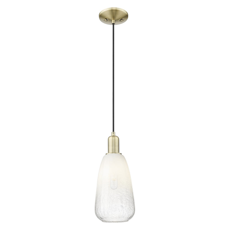 Innovations Brookhaven Almond 6in 1-Light Mini Pendant | Industrial Antique Brass and Opal Glass | Kitchen Island & Dining Room | Model 716-1P-AB-G480-6OP