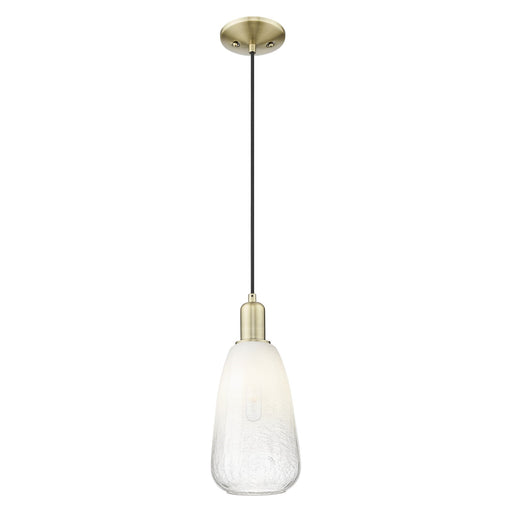 Innovations Brookhaven Almond 6in 1-Light Mini Pendant | Industrial Antique Brass and Opal Glass | Kitchen Island & Dining Room | Model 716-1P-AB-G480-6OP