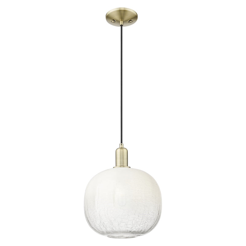 Innovations Brookhaven Sphere 10.5in 1-Light Mini Pendant | Industrial Antique Brass Steel and Opal Glass | Kitchen Island & | Model 716-1P-AB-G481-10OP