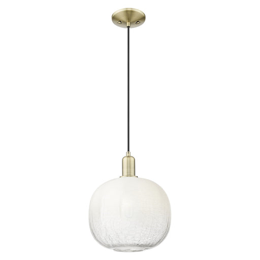 Innovations Brookhaven Sphere 10.5in 1-Light Mini Pendant | Industrial Antique Brass Steel and Opal Glass | Kitchen Island & | Model 716-1P-AB-G481-10OP