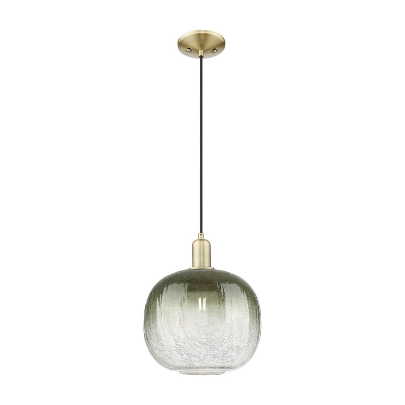 Innovations Brookhaven Sphere 10.5in 1-Light Mini Pendant | Industrial Antique Brass and Slate Glass | Kitchen Island & Dining | Model 716-1P-AB-G481-10SL