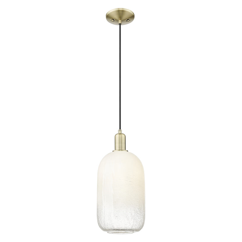 Innovations Brookhaven Cloche 7in 1-Light Mini Pendant | Industrial Antique Brass Steel and Opal Glass | Kitchen Island & | Model 716-1P-AB-G482-7OP