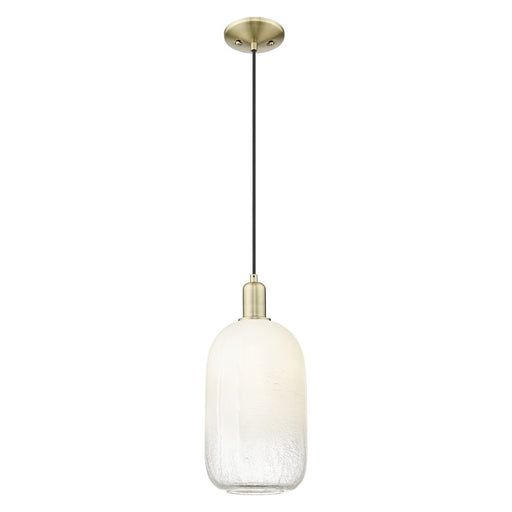 Innovations Brookhaven Cloche 7in 1-Light Mini Pendant | Industrial Antique Brass Steel and Opal Glass | Kitchen Island & | Model 716-1P-AB-G482-7OP