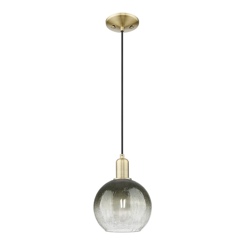 Innovations Brookhaven Globe 7.88in 1-Light Mini Pendant | Industrial Antique Brass and Slate Glass | Kitchen Island & Dining | Model 716-1P-AB-G483-8SL