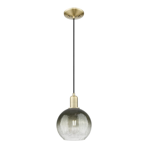 Innovations Brookhaven Globe 7.88in 1-Light Mini Pendant | Industrial Antique Brass and Slate Glass | Kitchen Island & Dining | Model 716-1P-AB-G483-8SL
